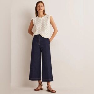 Boden Wide Leg Culottes Denim Cropped Pant size 4 Petite